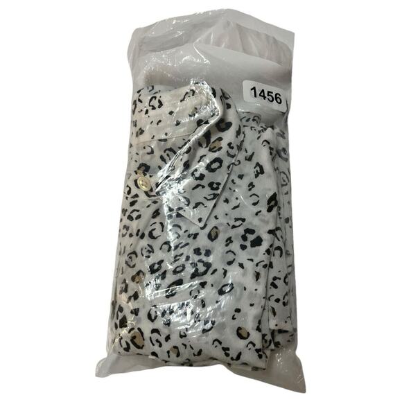 Rails Top Womens XS Leopard Print Short Cuffed Sleeve Button Up High Low White - Picture 13 of 13